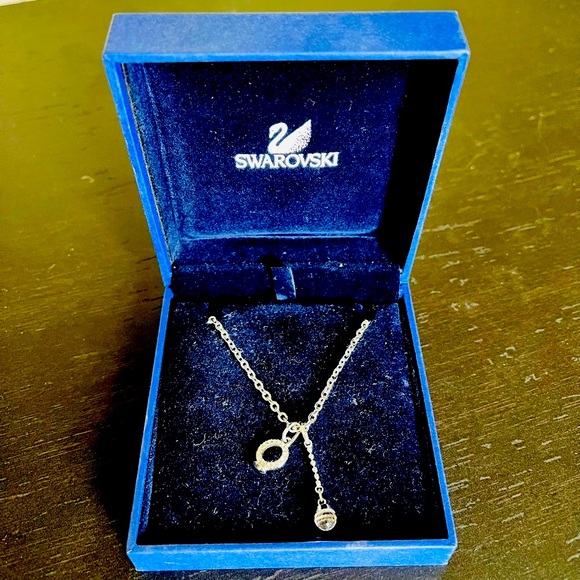 Swarovski Crystal Ring Pendant Necklace, White, Rhodium-plated, Like New - Picture 1 of 4